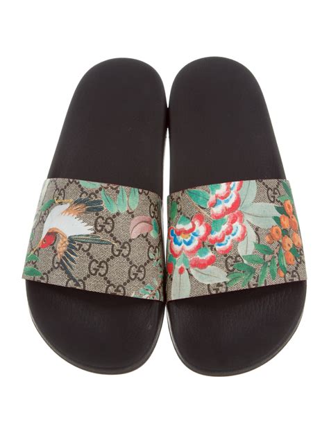 gucci gg supreme tian slides|gucci canvas platform sandals.